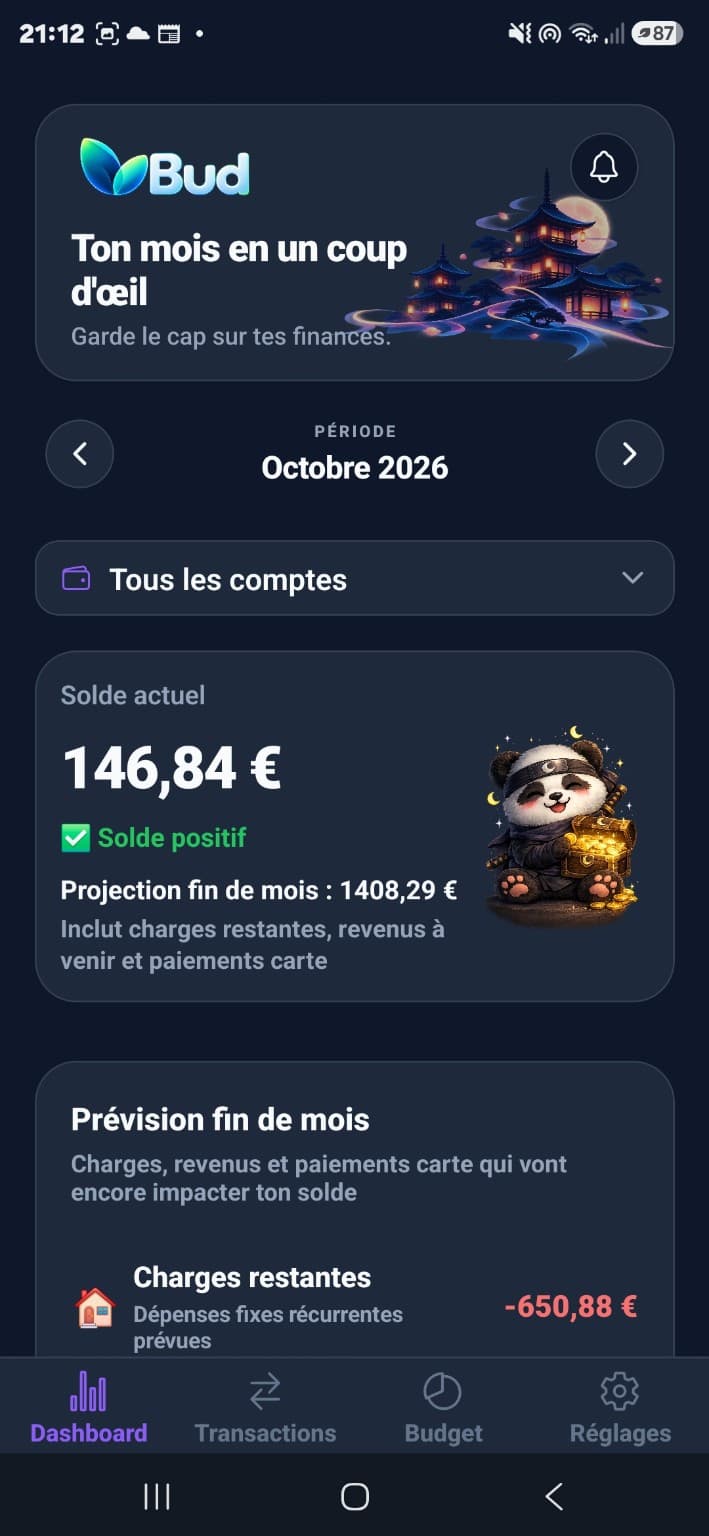 Variante Midnight de l'interface BUD.
