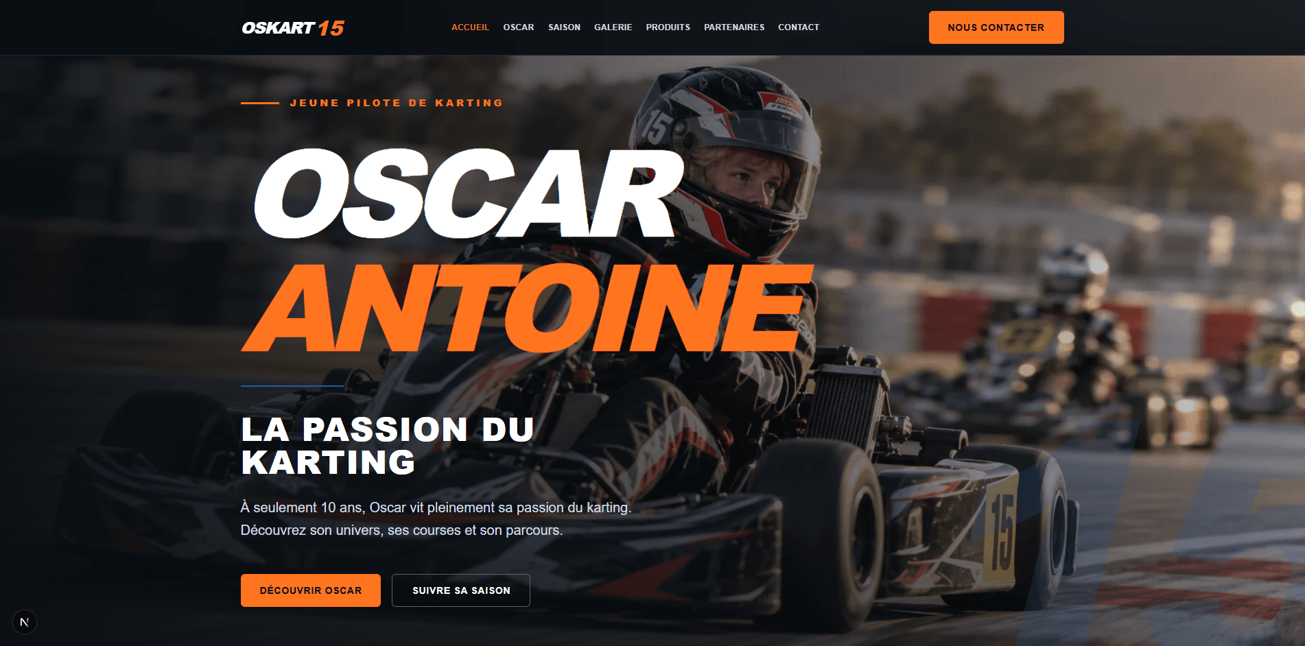 Page d’accueil du site OSKART15 en préproduction