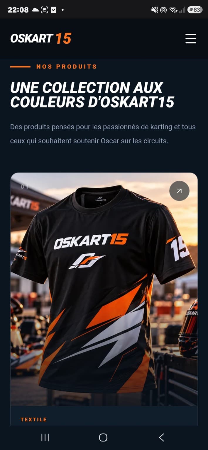 Version mobile du site OSKART15